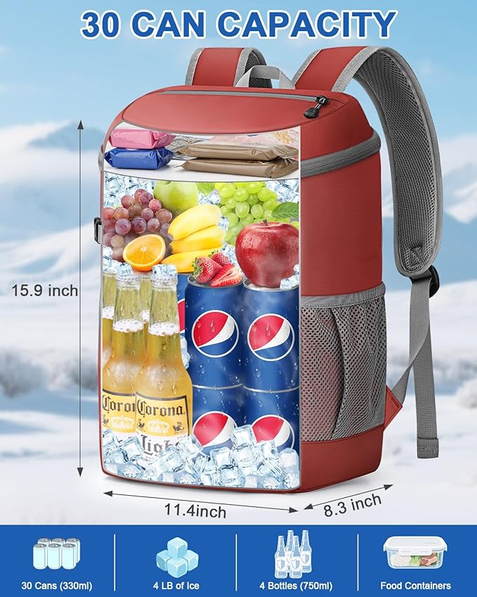 Pritent Cooler Backpack for Men Women Insulated Waterproof Backpack Cooler Leak - Image 5