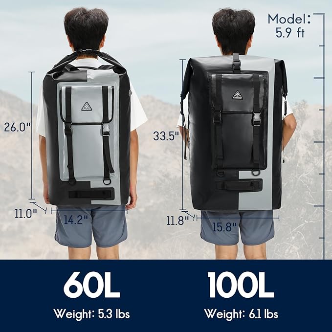 Haimont Waterproof Backpack Roll Top Dry Bag Kayak Dry Backpack IPX7 - Image 6