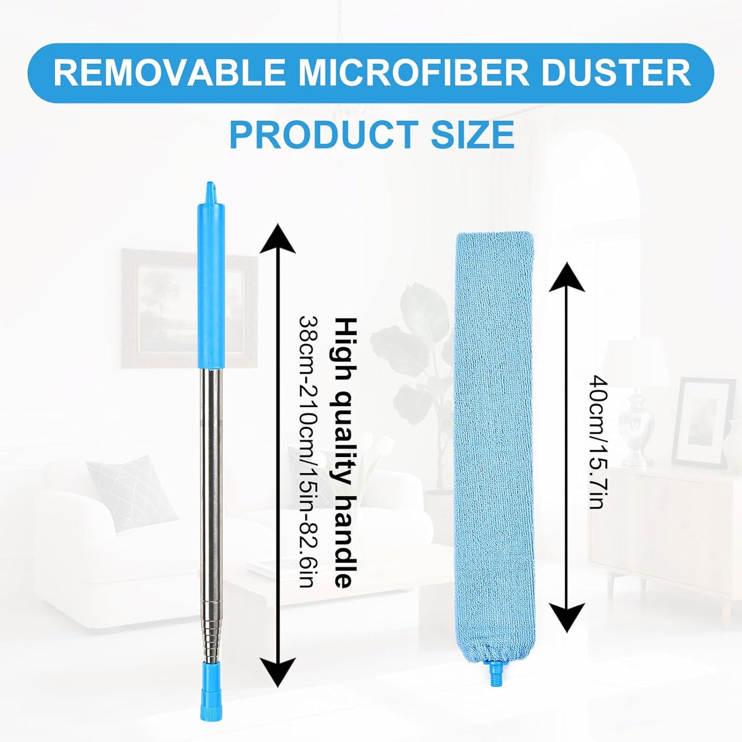 Retractable Gap Duster Cleaner Cleaning Tools with 2 Microfiber Dusting Cloths Washable Duster for Cleaning Under Appliances Furniture Couch Fridge