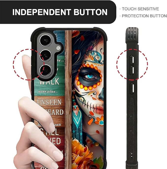 for Samsung Galaxy S24 S25 Plus Case, Sugar Skull Day of Death Halloween - Image 5