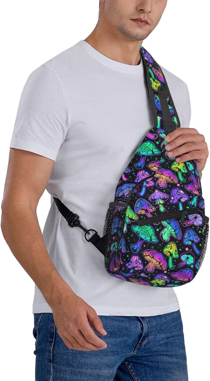 Bright Mushrooms Sling Bag For Women Men Mushroom Backpack Crossbody Shoulder - Image 8