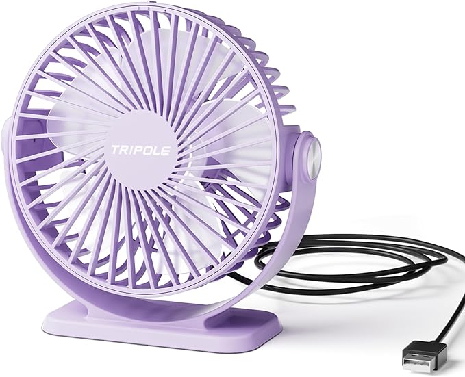 TriPole Desk Fan USB Powered Mini Portable Fan 3 Speeds Strong Airflow Small by TriPole