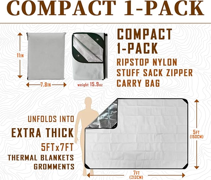 Heavy Duty Survival Blanket -Multifunctional Reflective Tarp Thermal Blanket - Image 2