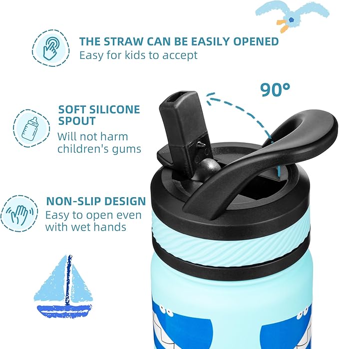 Fanhaw 18 Oz Kids Insulated Water Bottle - Image 3