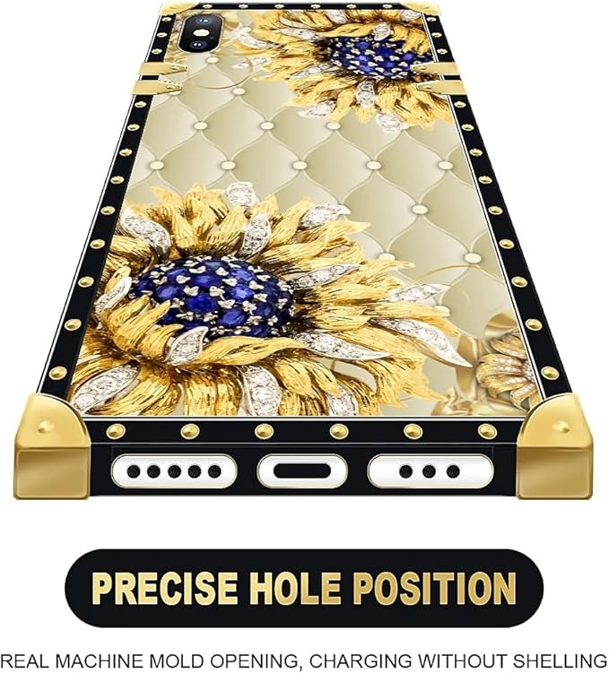 Compatible with iPhone XR Case, Sunflower Diamonds Leather Luxury Golden - Image 5