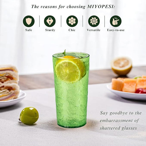 18oz Acrylic Glasses Drinkware, Ice-carved Design Unbreakable Plastic Cups - Image 2
