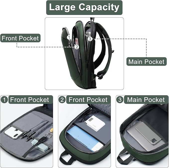 Business Backpack 17 Inch Slim Expandable Waterproof Travel Laptop Backpacks - Image 4