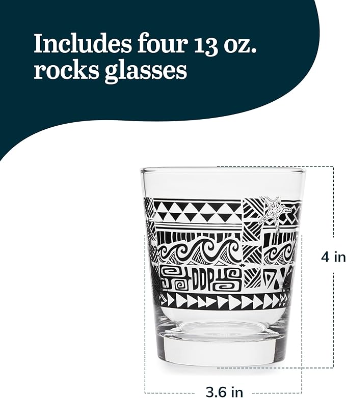Libbey Tiki Rocks Glasses Set, Vintage-style Glassware Drinking Glasses Set of 4 - Image 3