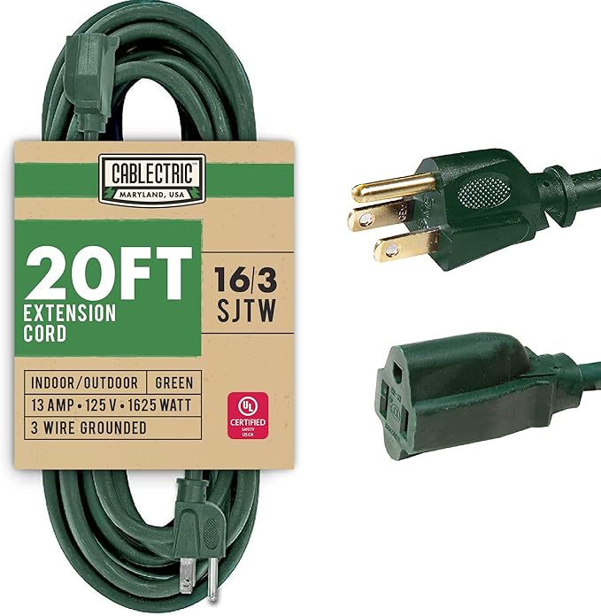 20 Foot Outdoor Extension Cord by Cablectric