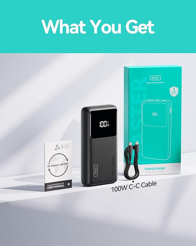 INIU Power Bank, 25000mAh 100W USB C Laptop Portable Charger, PD QC Fast - Image 6