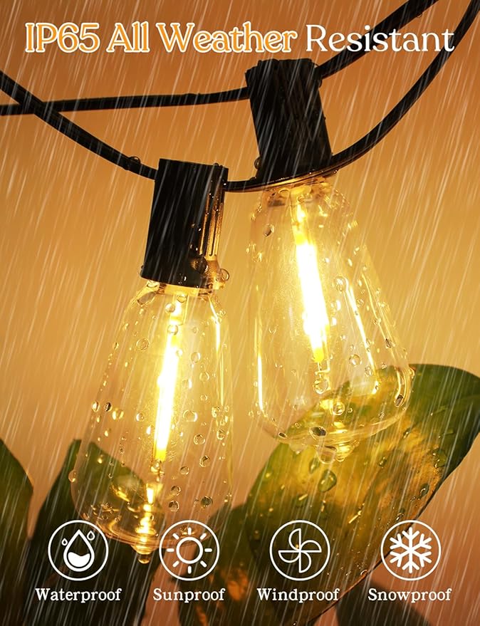 GHUSTAR 100FT LED Outdoor String Llights – Patio Lights Outdoor Waterproof - Image 3
