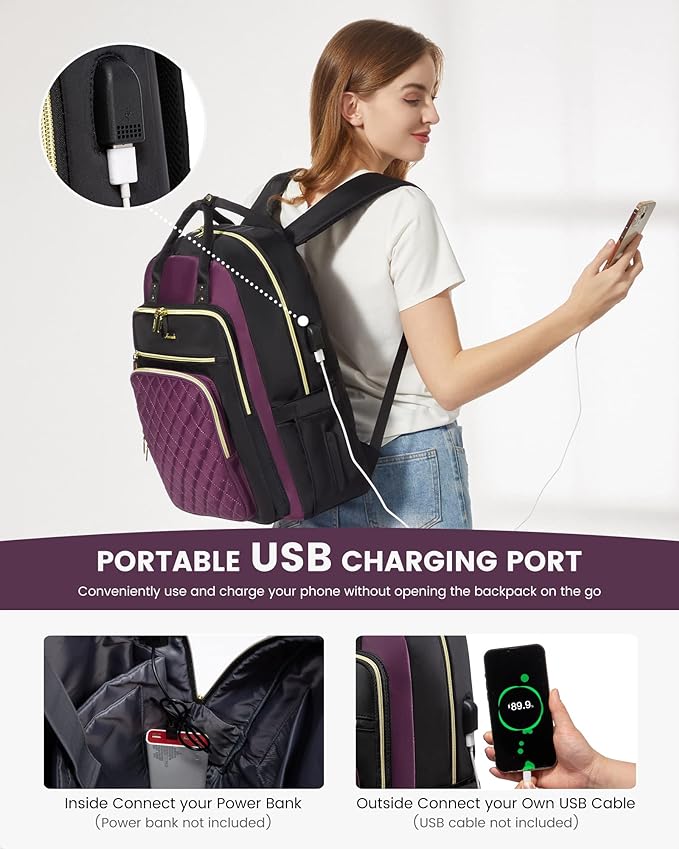 LOVEVOOK Laptop Backpack Purse for Women, Water Resistant Lightweight Daypacks - Image 5