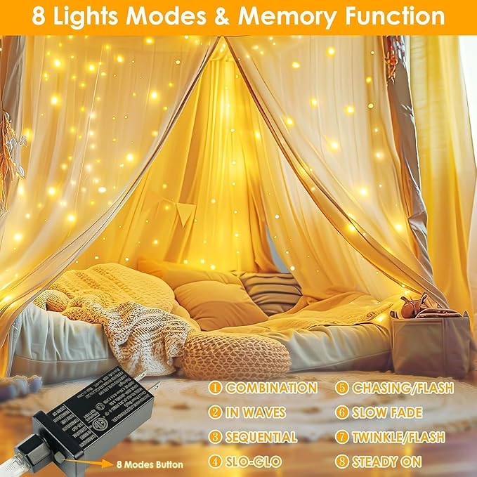 Warm White ⇋ Multicolor 66Ft 200LED Christmas Fairy Lights Plug in - Image 4