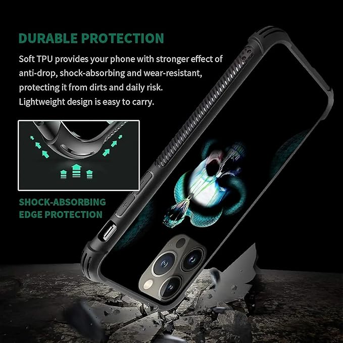 for iPhone 12 Pro Max Case, Skeleton Winding Snake Pattern Graphic Design Girl - Image 2