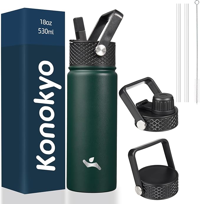 Konokyo 18 oz Insulated Water Bottle Stainless Steel Sport Bottles by Konokyo