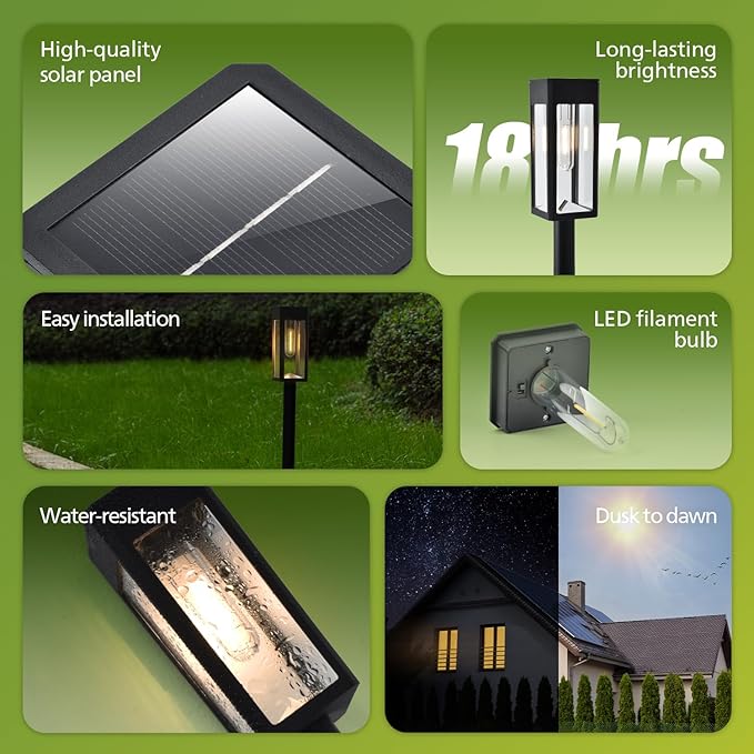 Philips 2 Packs Solar Pathway Lights Outdoor, Glass Metal Led Garden Landscape - Image 3