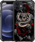 for iPhone 11 Case, Entwined Rose Snake Pattern Graphic Design Girl Boy Soft by FKBRCL4U
