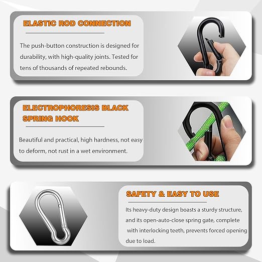 40PCS M8 Heavy Duty Carabiner Clip, 3Inch Snap Hook Quick Link Small Carabiner - Image 3