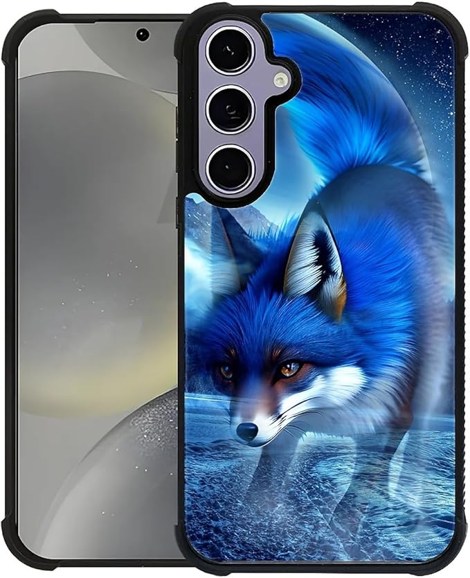 for Samsung Galaxy S24 S25 Case, Snowy Mountain Fox Lake Pattern Graphic Design by FKBRCL4U