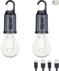 2-Pack Rechargeable Camp Light, Warm White LED Globe Bulb, Battery Powered by FestiveLiving