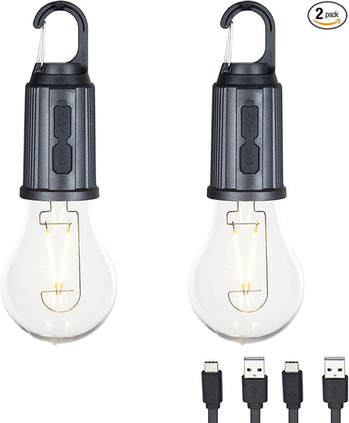 2-Pack Rechargeable Camp Light, Warm White LED Globe Bulb, Battery Powered by FestiveLiving