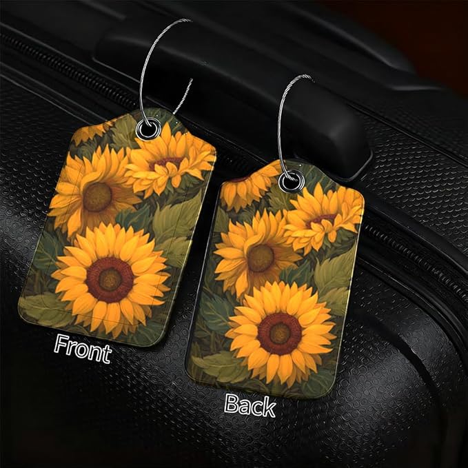2Pcs Sunflower Luggage Tags for Suitcases, 2.83x4.53 Travel ID Labels - Image 2