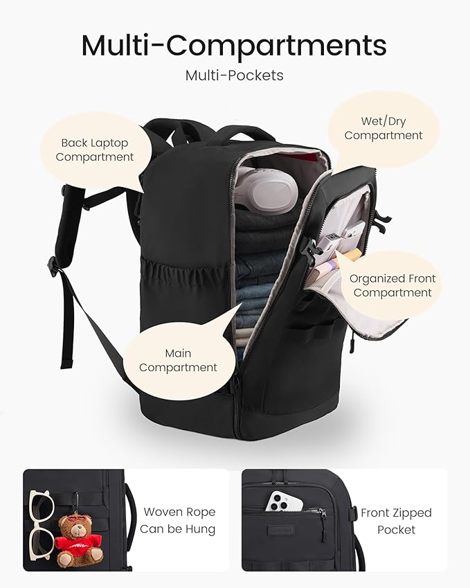 LOVEVOOK 40L Travel Backpack for Women & Men, TSA Approved Carry On Backpack - Image 5