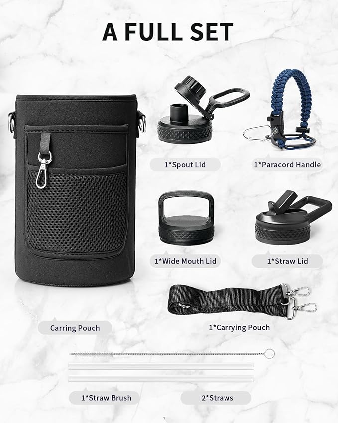 Trebo Water Bottle 64oz with Paracord Handle, Half Gallon Large Vacuum Triple - Image 7