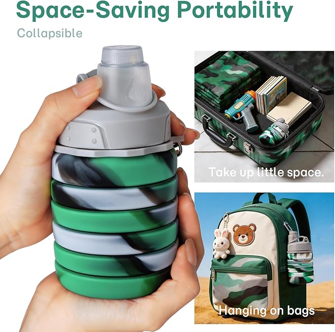 Reusable BPA Free Foldable Silicone Water Bottles - Image 3