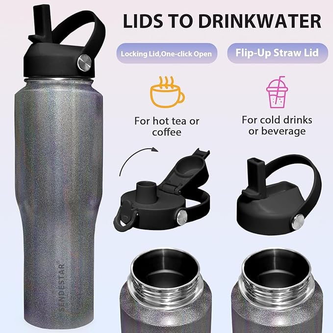 SENDESTAR Water Bottle, Wide Mouth Stainless Steel Vacuum Insulated Double Wall - Image 5