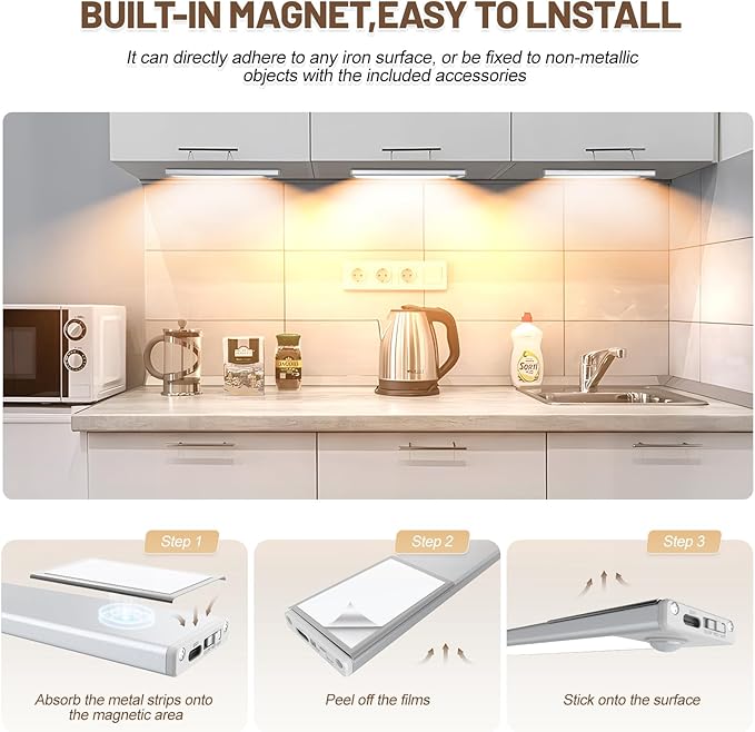 6 Pack Under Cabinet Lights Wireless, 58 LED Motion Sensor Light Indoor - Image 6
