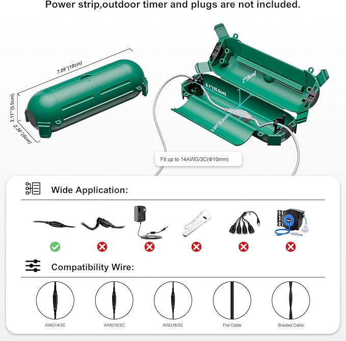 iwillink 2 Pack Outdoor Extension Cord Cover Waterproof - Image 2