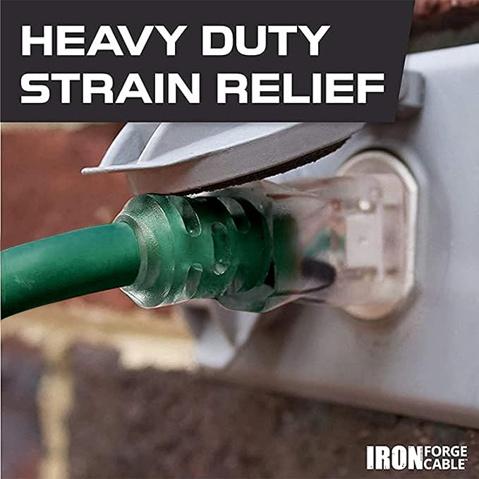 Iron Forge Cable 50 Foot Outdoor Extension Cord, 12/3 SJTW Heavy Duty Green - Image 3