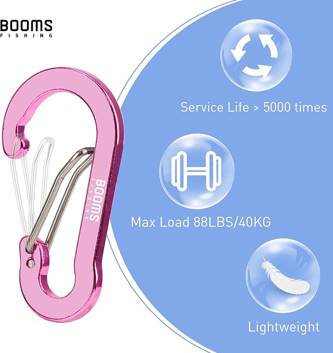 Booms Fishing CC1 Multi-Use Carabiner Clip, 6 Pack Small Caribeener Clips - Image 2