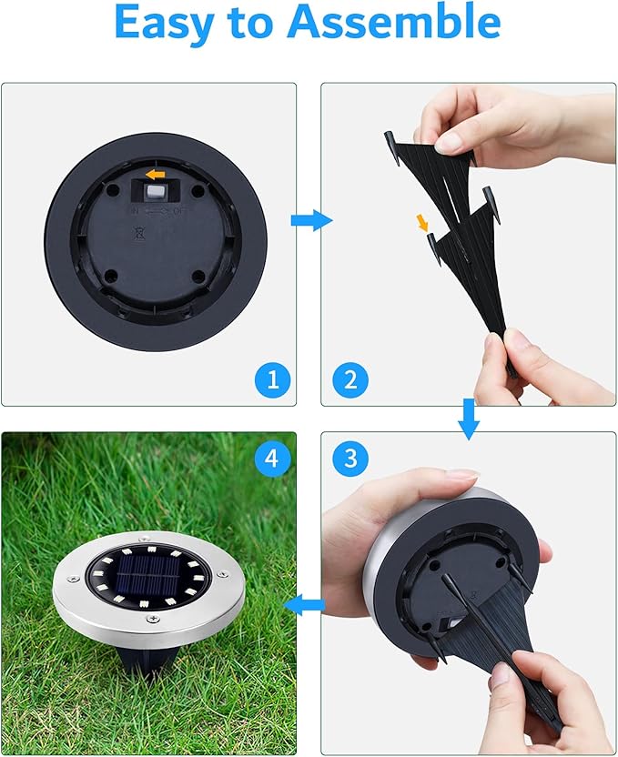 Biling Solar Outdoor Lights 12 Pack, Bright 12 LEDs Solar Ground Lights - Image 5
