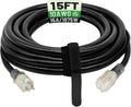 POWGRN 15 Ft 10AWG Black Outdoor Extension Cord Waterproof Heavy Duty 10 Gauge by POWGRN