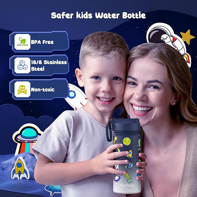 Kids Water Bottle, insulated Stainless Steel Straw Cup - Image 4