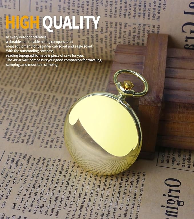 Golden Antique Brass Compass Keychain - Image 4