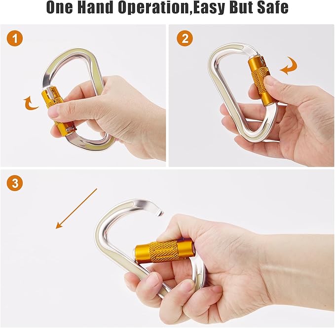 SOB Heavy Duty Steel Carabiner Clips -Auto Locking Climbing Carabiner, - Image 6