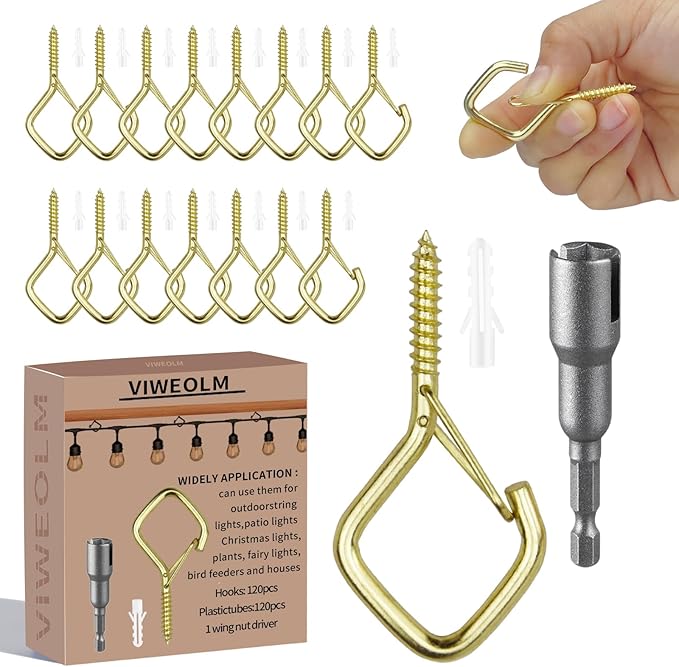 120 Pcs Gold Eye Hooks Screw Heavy Duty, Ceiling Hooks by Unknown