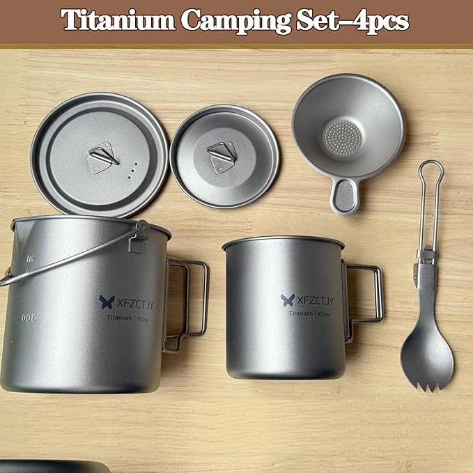 750ml/420ml Ultralight Titanium Pot Coffee Tea Mug Combo - Image 5