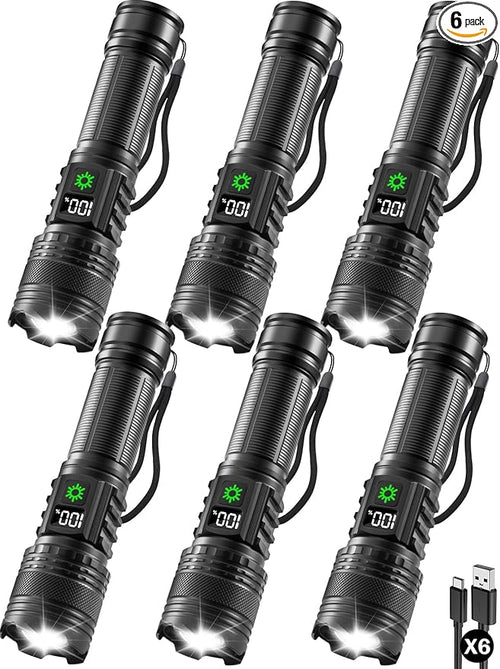 6Pack Rechargeable Flashlights High Lumens, LED Flashlight Rechargeable by Huccbs