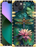 Compatible with iPhone 13 Case, Colourful Dragonfly Pink Lily Pads Luxury by Unknown