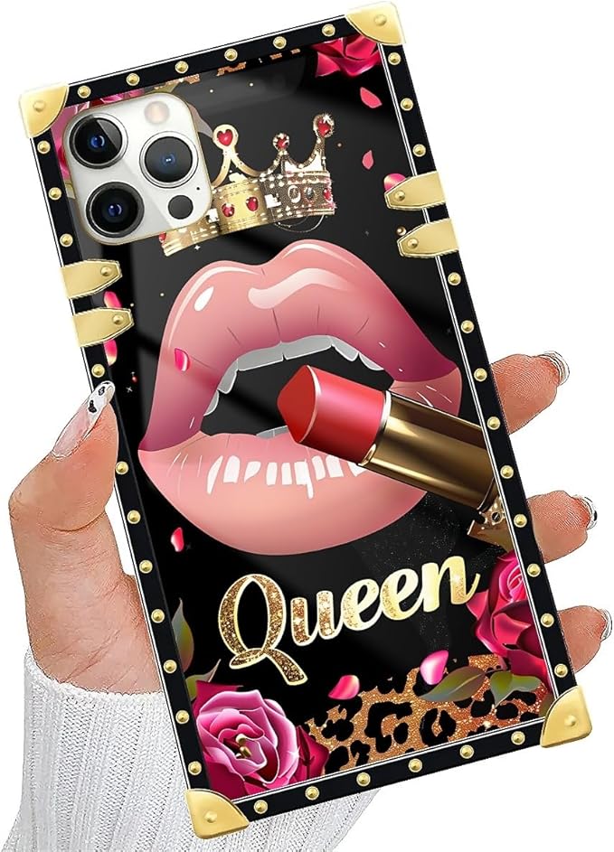 Compatible with iPhone 11 Pro Max Case, Glitter Red Rose Queen Leopard Lipstick - Image 5