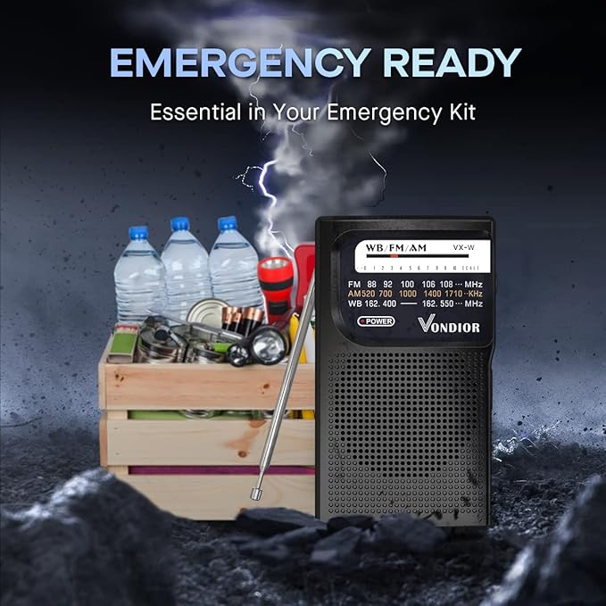 Vondior Portable NOAA Weather Radio, Battery Operated Emergency NOAA/AM/FM Radio - Image 6