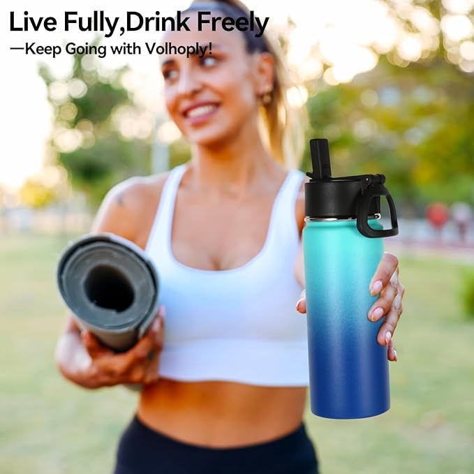 Volhoply 18oz Insulated Water Bottle Bulk 2 Pack, Kids Stainless Steel Water - Image 7