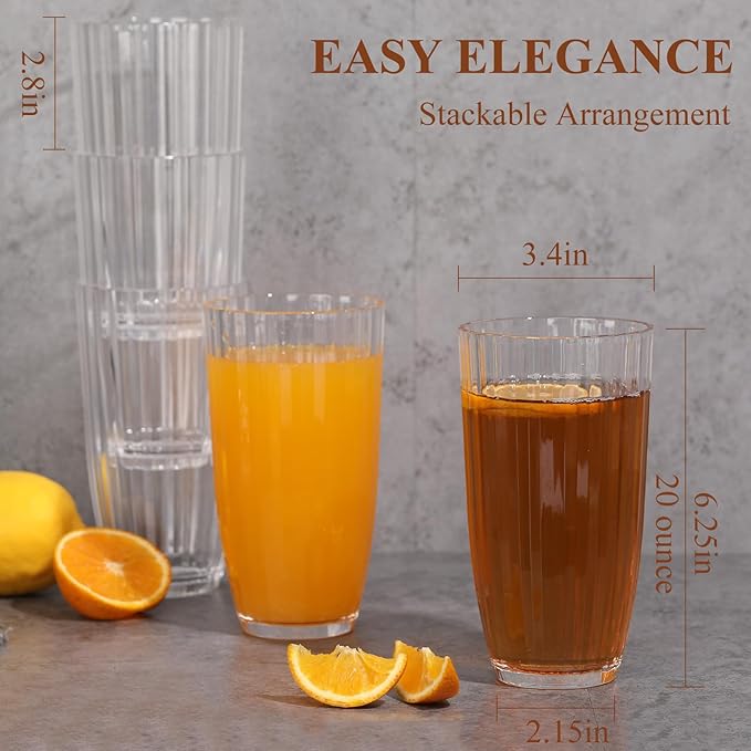 Acrylic Clear Highball Plastic Cups | Plastic Reusable Tumblers 20oz | - Image 3