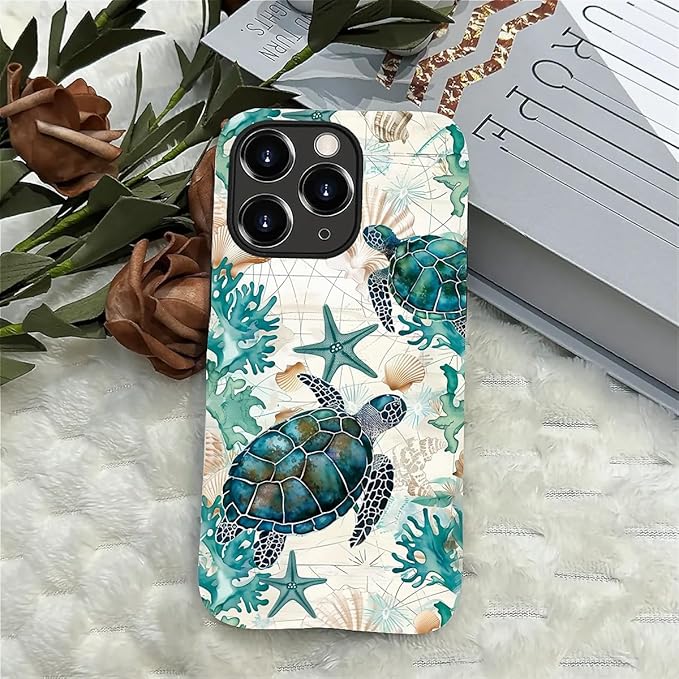 for iPhone 11 Pro Case, HH2 Ocean Sea Turtle Nautical Map Hybrid 2 Layer Hard - Image 4