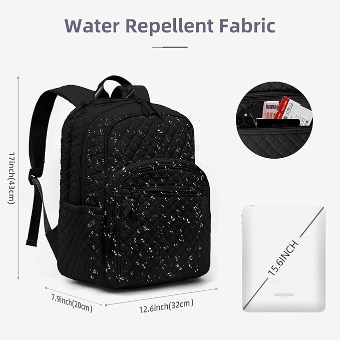 Backpack for Women, College Backpack, Quilted Casual Daypack, Waterproof - Image 3