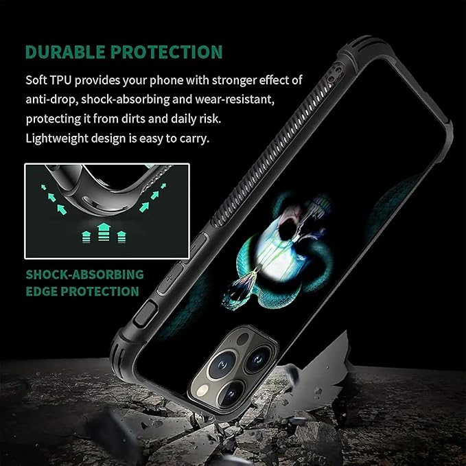 for iPhone 16 Pro Case, Skeleton Winding Snake Pattern Graphic Design Girl Boy - Image 7